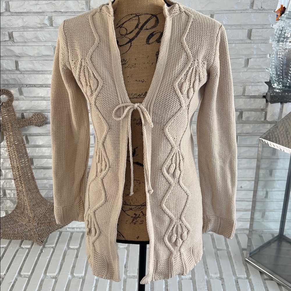 Max Studio Cream Open-Front Cardigan Sz S - Picture 2 of 8